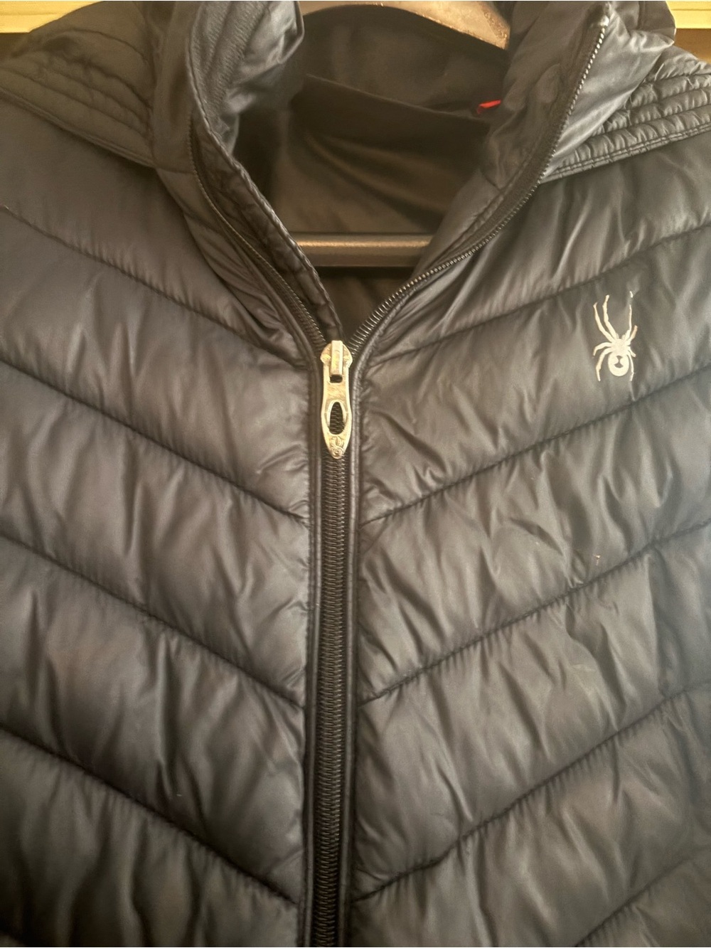 Spyder Black Quilted Chevron Long Puffer Jacket - Picture 2 of 4